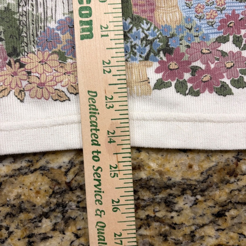 Vintage Cottagecore Garden Graphic Ribbed Cardigan Cream Floral V-Neck Sweater v - Picture 6 of 7